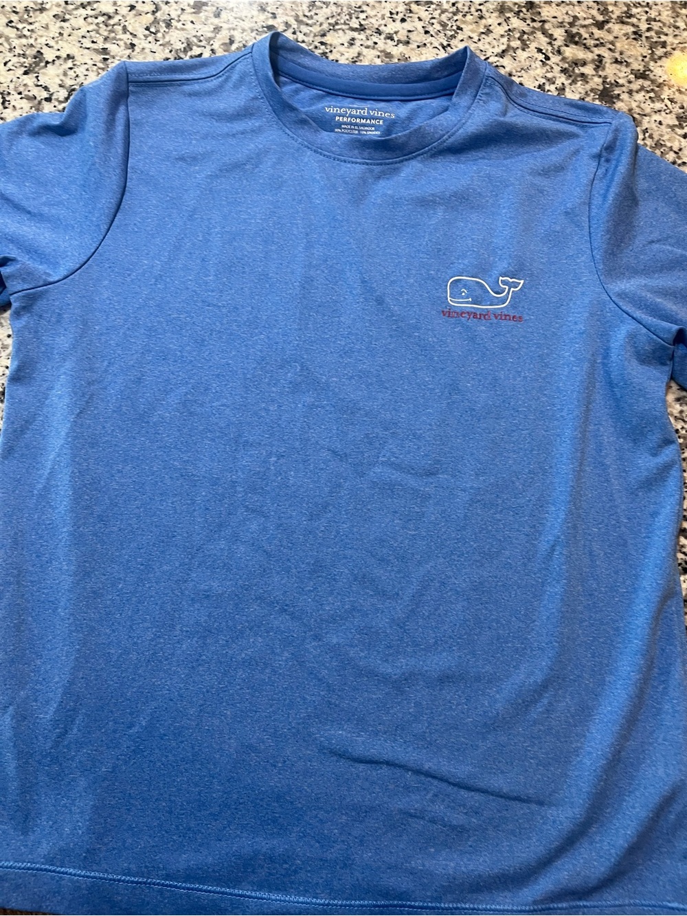 Vineyard Vines Kids Performance Tee in Heathered Blue
